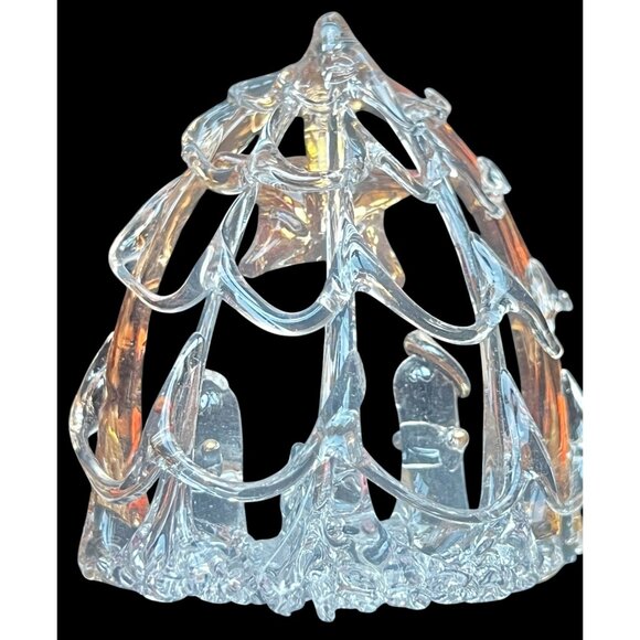 Spun Glass Ornament Set Of 4: Star Candleholder Nativity & Birdcage - Picture 2 of 10